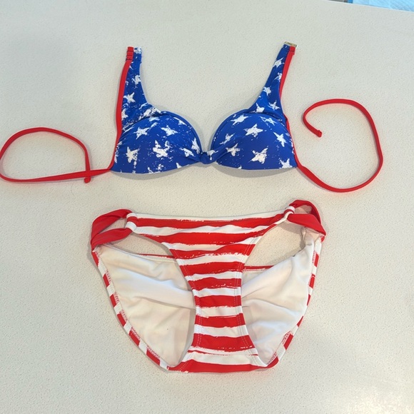 Stars & Stripes American Flag Bikini Red White & Blue - Picture 1 of 8